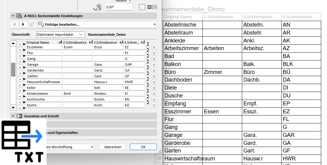 Tabelle exportieren2